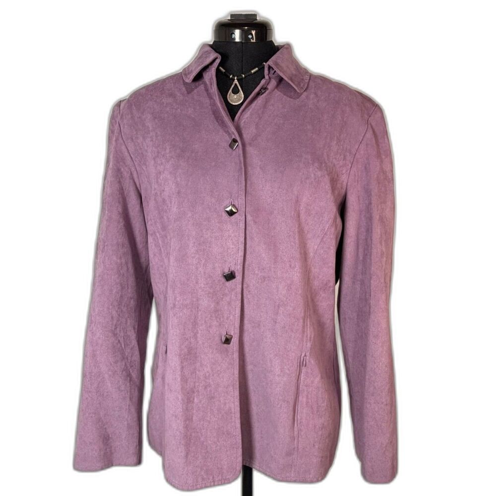 Positive Attitude Lavender Faux Suede Jacket Diamond Buttons
